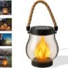 Solar Lantern Outdoor Light Dancing Flame Solar Light Hemp Rope Hanging Flame Lantern