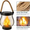 Solar Lantern Outdoor Light Dancing Flame Solar Light Hemp Rope Hanging Flame Lantern