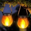 Solar Lantern Outdoor Light Dancing Flame Solar Light Hemp Rope Hanging Flame Lantern