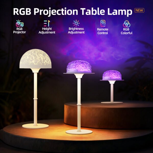 Mushroom Bedside Table Lamp – Cordless Rechargeable LED Night Light with Remote, Dimmable Warm White
