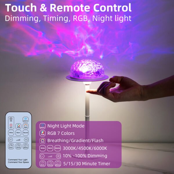 Mushroom Bedside Table Lamp – Cordless Rechargeable LED Night Light with Remote, Dimmable Warm White