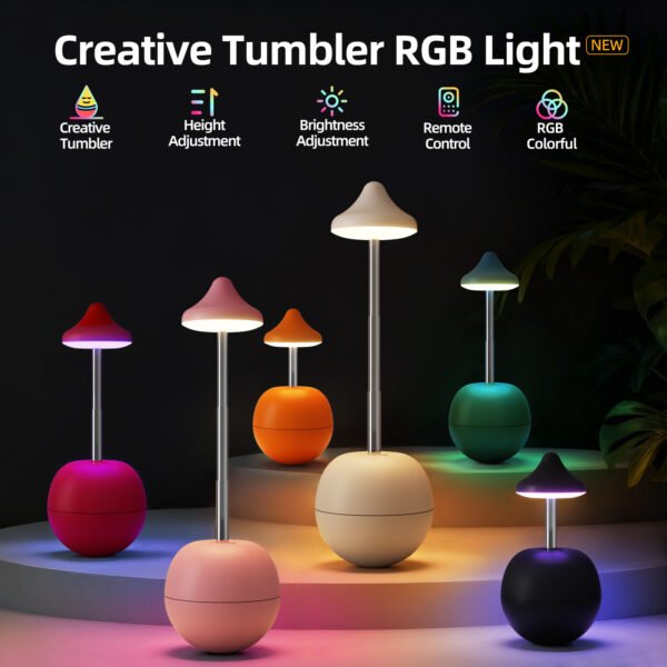Creative LED Rechargeable Night Lamp – Remote Control, Touch Sensor, RGB Mood Light for Bedroom & Living Room