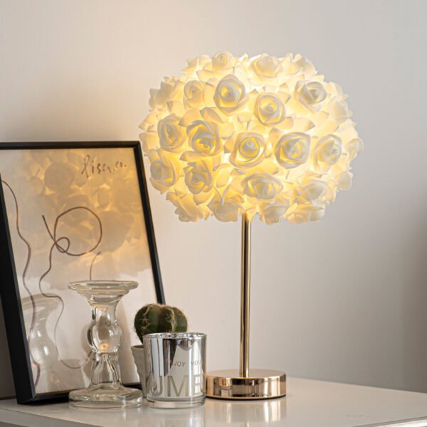Modern Table Lamp with Rose Night Light - Perfect Romantic Ambiance