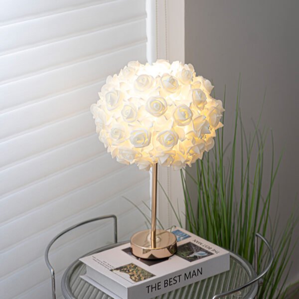 Modern Table Lamp with Rose Night Light - Perfect Romantic Ambiance