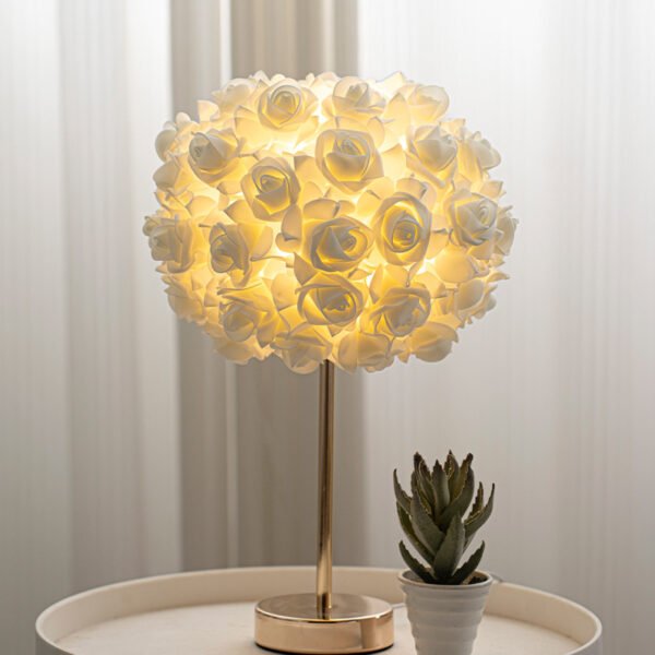 Modern Table Lamp with Rose Night Light - Perfect Romantic Ambiance