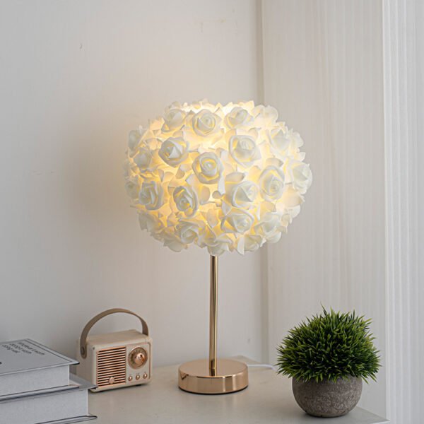 Modern Table Lamp with Rose Night Light - Perfect Romantic Ambiance