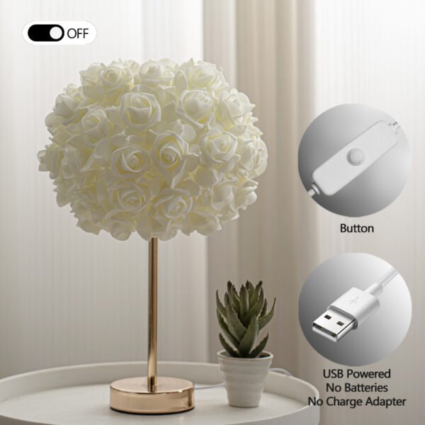 Modern Table Lamp with Rose Night Light - Perfect Romantic Ambiance