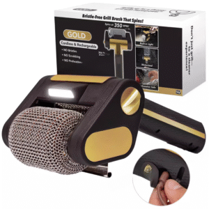 bristle free grill brush with stainless steel roller