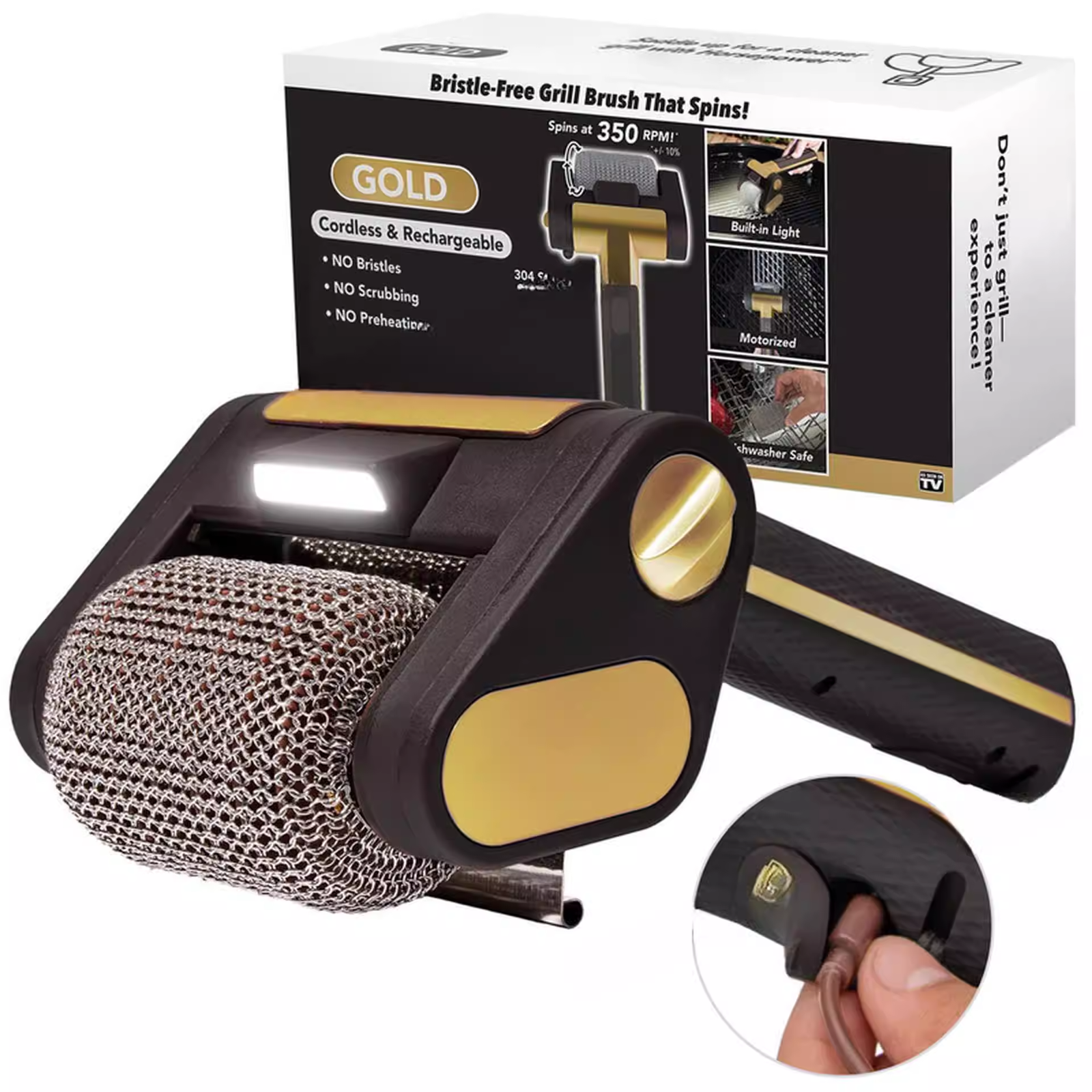 bristle free grill brush with stainless steel roller