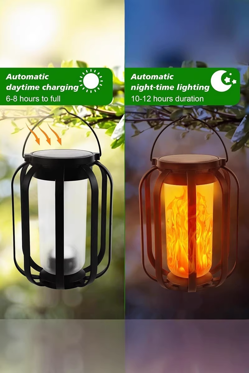 Dusk to dawn outdoor hanging lantern on front porch decor