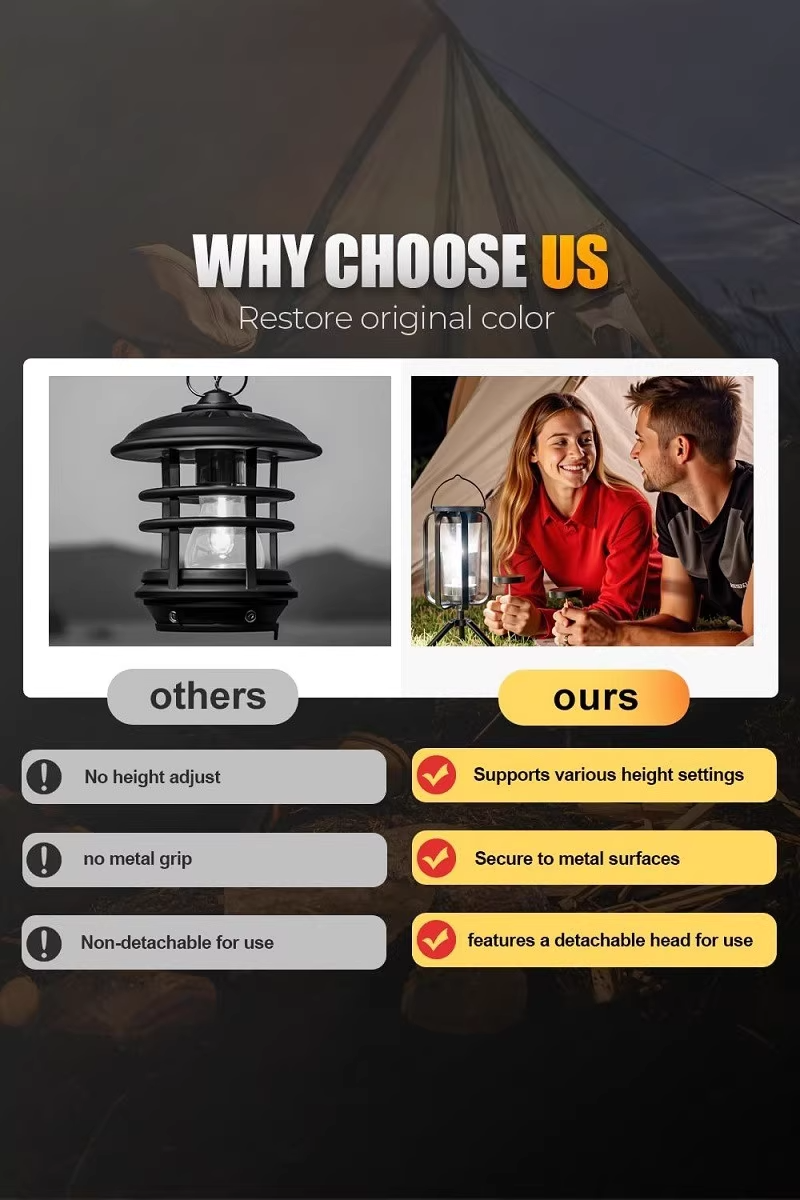 Tripod camping lantern light for RV campsite setup