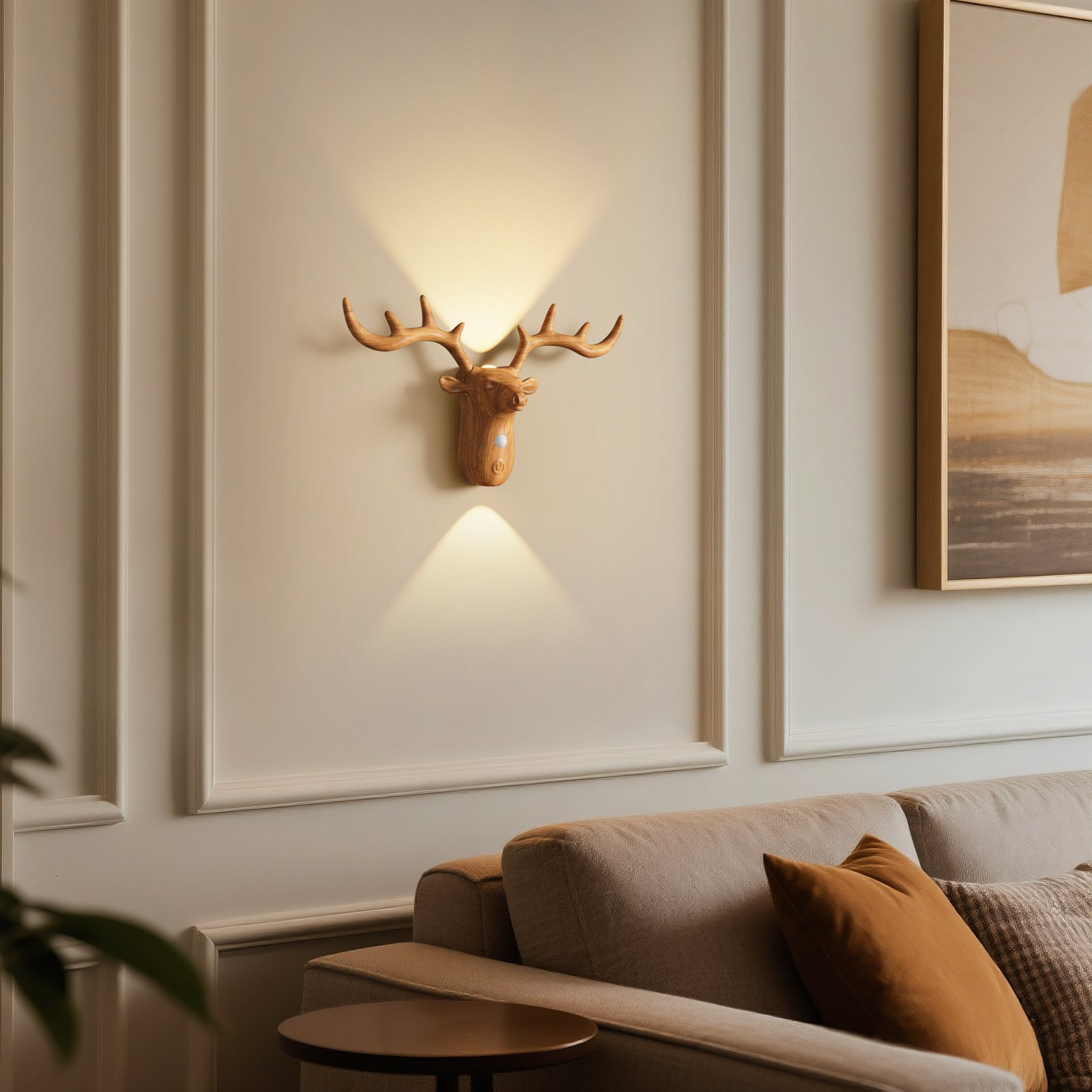 Wireless Wooden Motion Sensor Light- Magnetic Rechargeable LED Sconce, Peel and Stick Night Light for Bedroom & Hallway-006