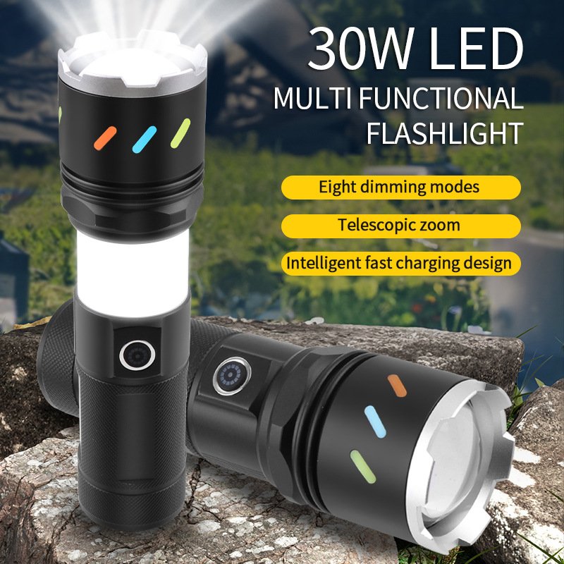 Long Throw Flashlight – 1500m Zoomable, USB‑C Rechargeable