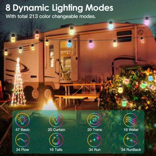 Garden gazebo mood lighting setup with the 15-bulb smart string lights