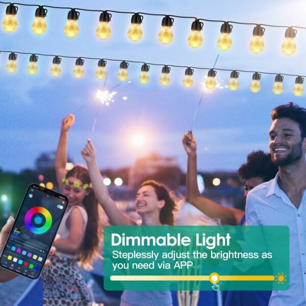 Close-up of the remote control included with the RGB string lights