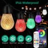 Colorful festive light display using the smart RGB outdoor string lights for Christmas