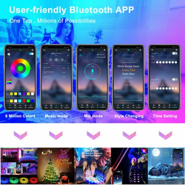 Flexible LED ribbon being installed around a curved surface