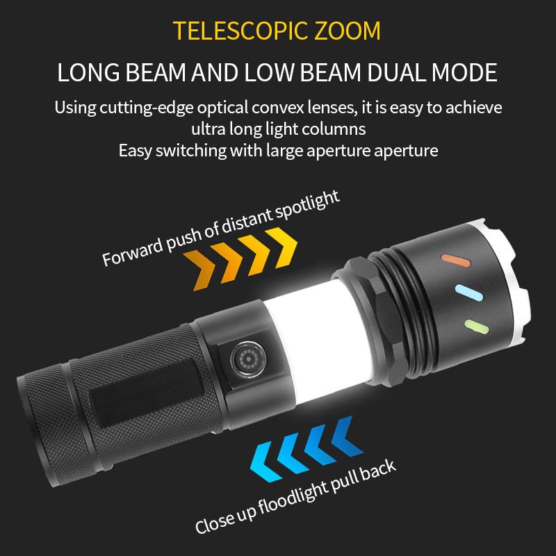 rechargeable flashlight Type‑C with 8 light modes