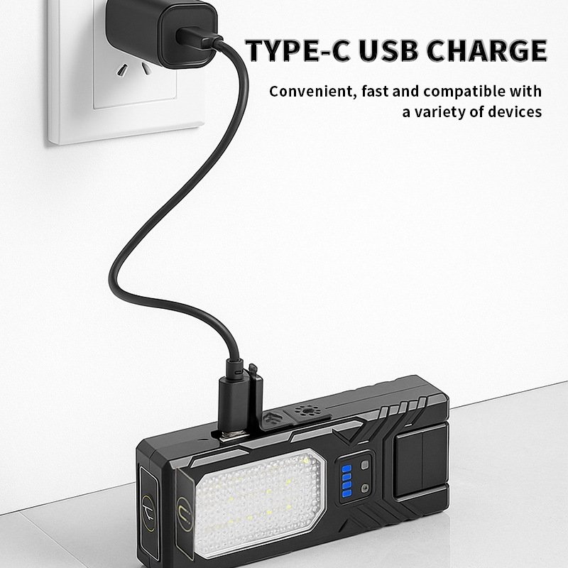 Type-C USB charging port view on a professional clip-on headlamp