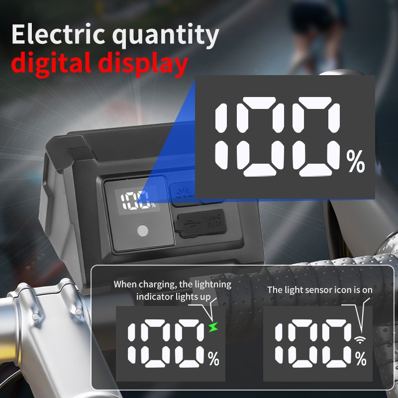 Cyclist using the smart sensor light for urban commuting safety at night