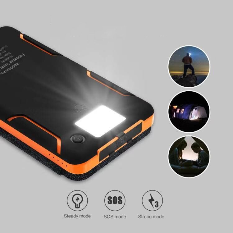 solar power bank 20000mAh QC2.0 fast charge outdoor