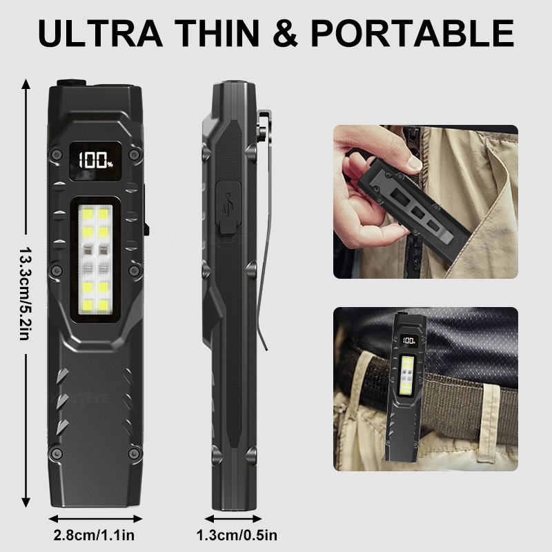 mini rechargeable work light slim pocket digital display
