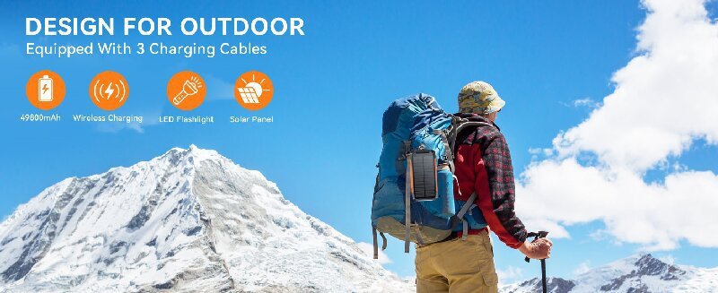 solar power bank 30000mAh wireless charging 15W