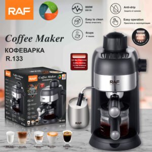 Compact espresso machine with steam wand for home kitchen