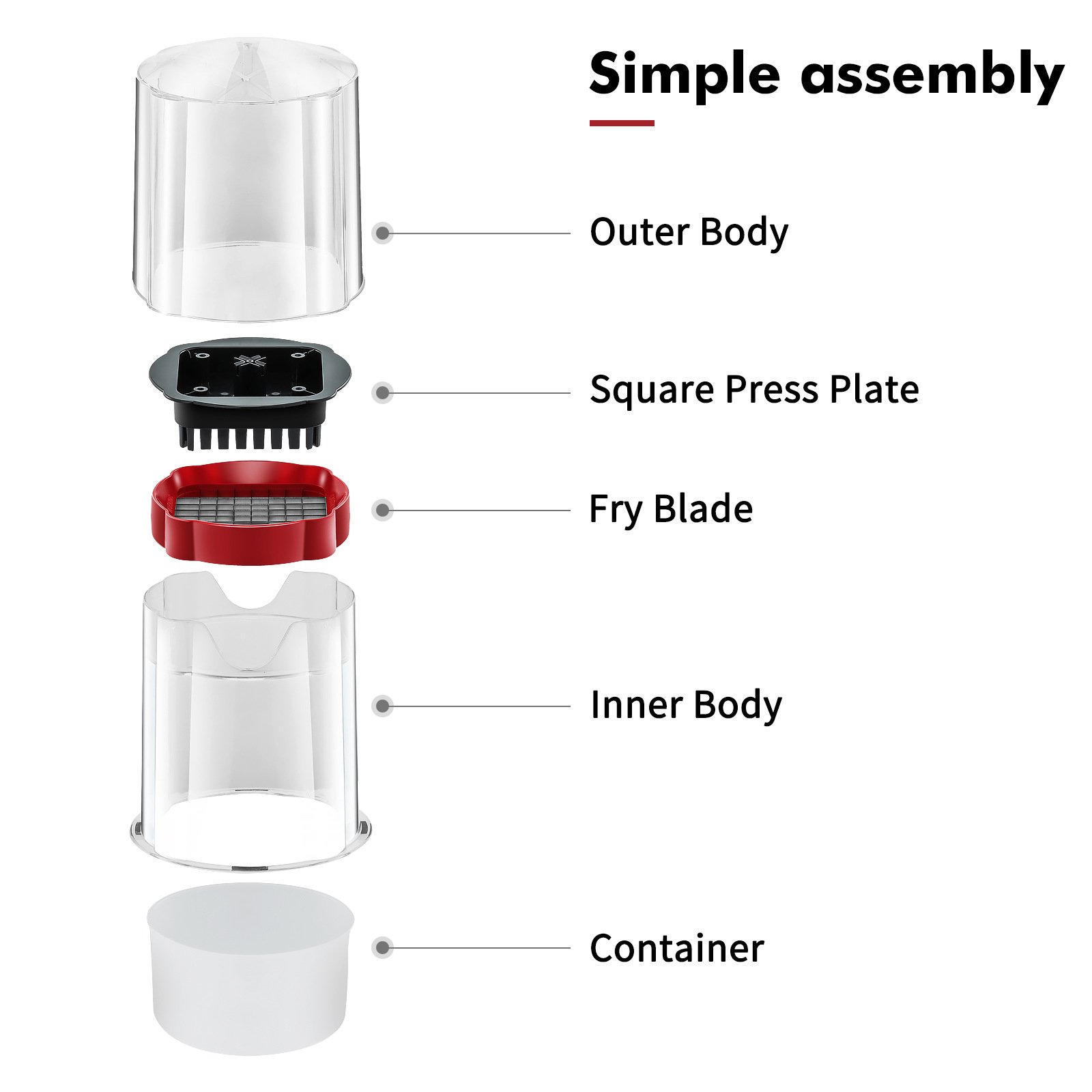 Manual vegetable chopper with 304 stainless steel blades, hero