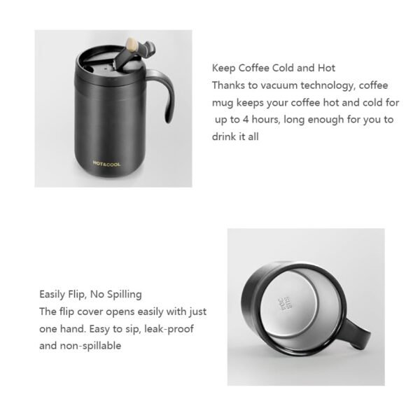 Stainless steel insulated travel mug with dripper top