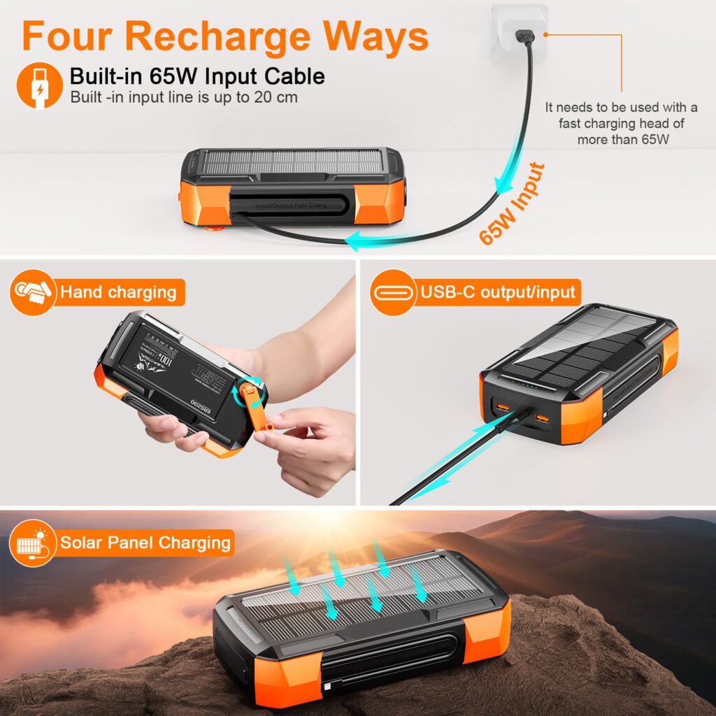 73200mAh solar power bank PD 65W specs