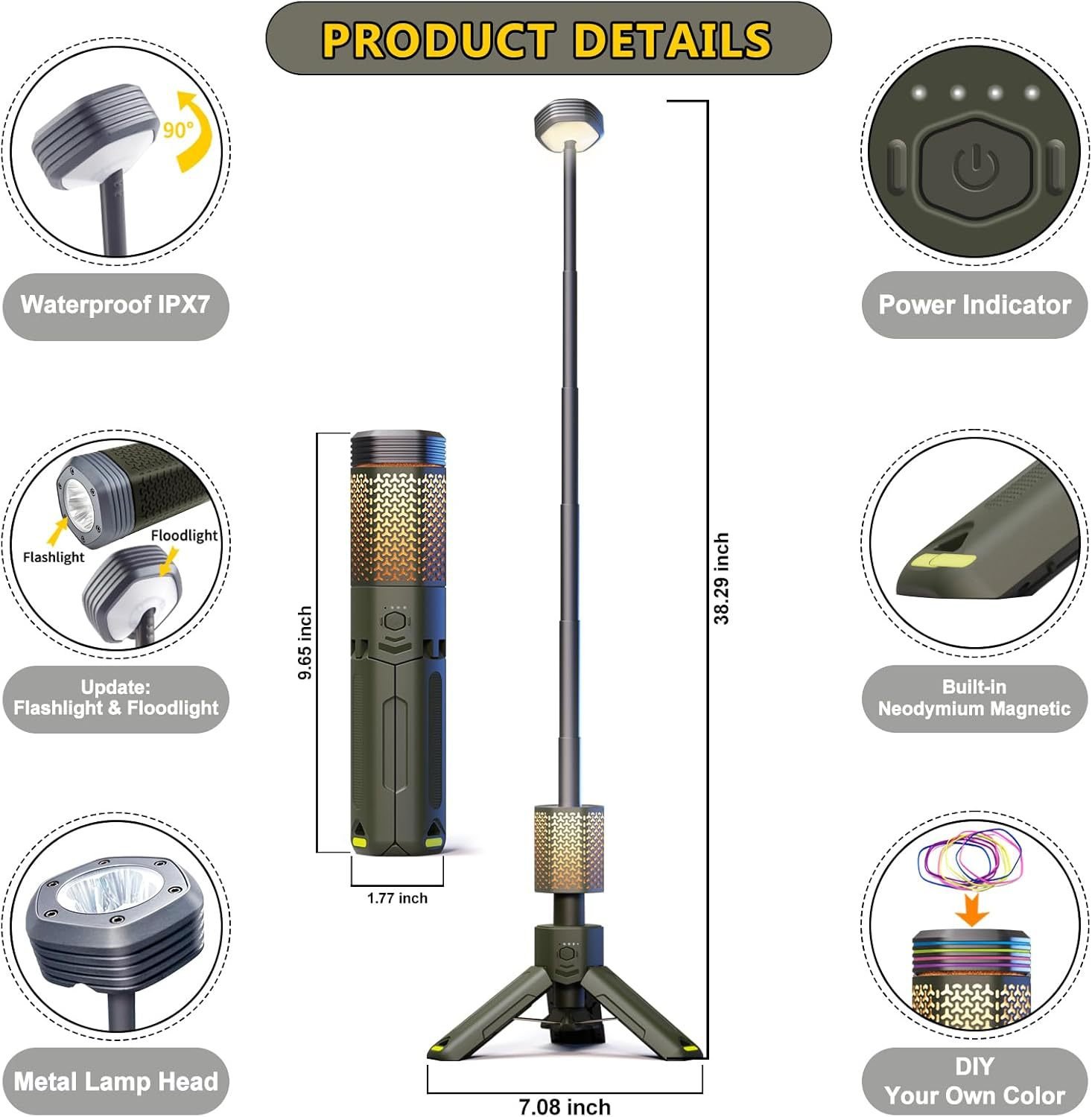 extendable camping lantern telescopic pole design