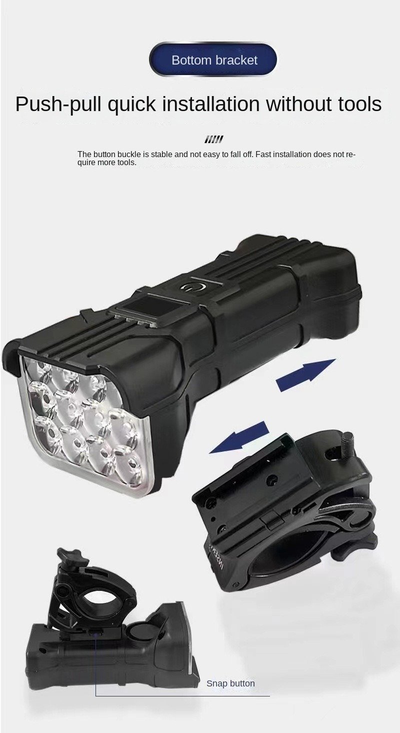 12-LED Bike Horn Light: USB Front Light with Digital Display for Mountain Biking, Night Cycling, Off-Road Visibility 9
