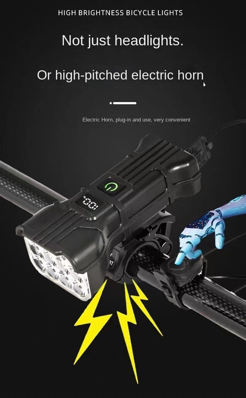 12-LED Bike Horn Light: USB Front Light with Digital Display for Mountain Biking, Night Cycling, Off-Road Visibility 6