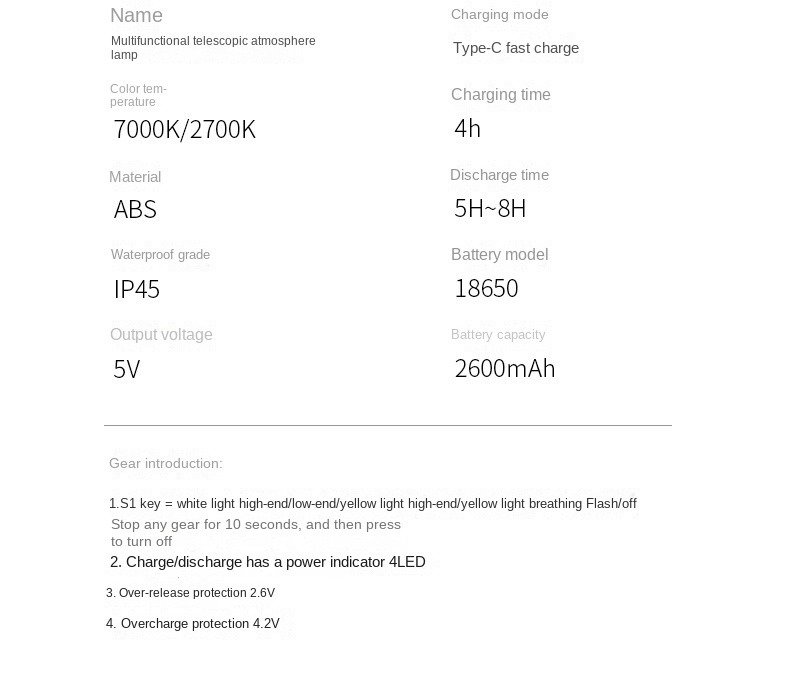 Outdoor Multi-Function Telescopic Camping Lantern 7-in-1 LED Tent Light for Ambience and Adventure, Off-Grid Ready, Waterproof USB-C Rechargeable 6