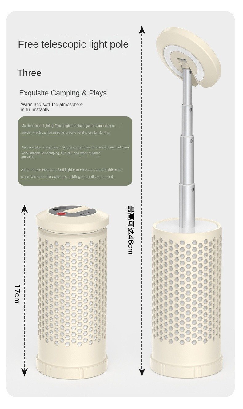 Outdoor Multi-Function Telescopic Camping Lantern 7-in-1 LED Tent Light for Ambience and Adventure, Off-Grid Ready, Waterproof USB-C Rechargeable 9
