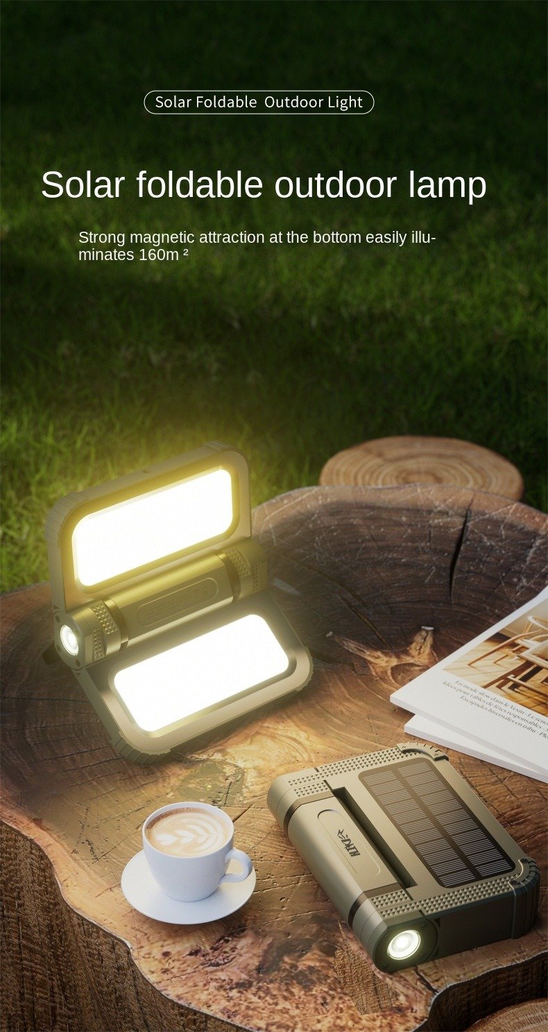 Solar Powered Camping Lantern for Off-Grid Use: LED Outdoor Lighting with USB Charging and Emergency Power Bank 4
