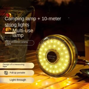 Outdoor Ambiance Camping Lantern: Waterproof USB LED Emergency Light with Built-in Tape Measure for Off-Grid Camping (9 Modes) 1