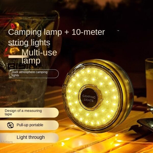 Outdoor Ambiance Camping Lantern: Waterproof USB LED Emergency Light with Built-in Tape Measure for Off-Grid Camping (9 Modes) 1