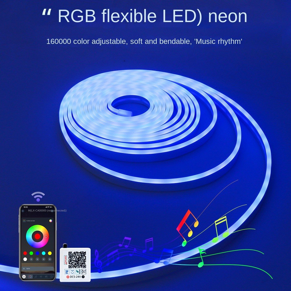 24V RGB Neon LED Strip Ambience Light Bluetooth Voice Control DIY Kit for Home Decor and Party Atmosphere 10