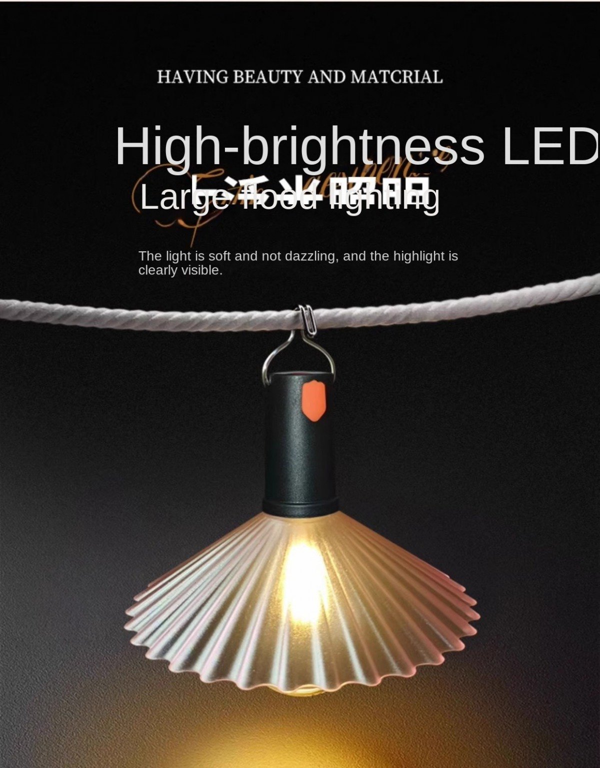 Outdoor Camping LED Lantern: IP68 Waterproof USB Rechargeable Hanging Light for Night Market Stalls, Garden Decor, 2x USB Output 7