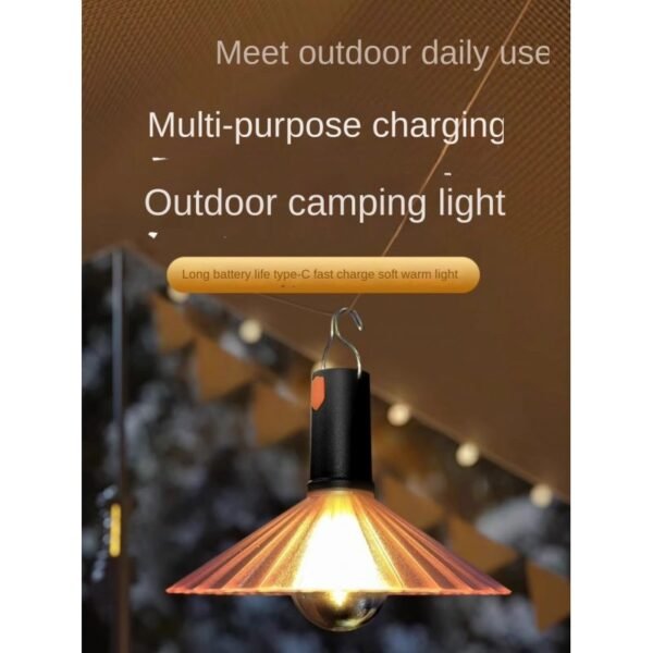 Outdoor Camping LED Lantern: IP68 Waterproof USB Rechargeable Hanging Light for Night Market Stalls, Garden Decor, 2x USB Output 2